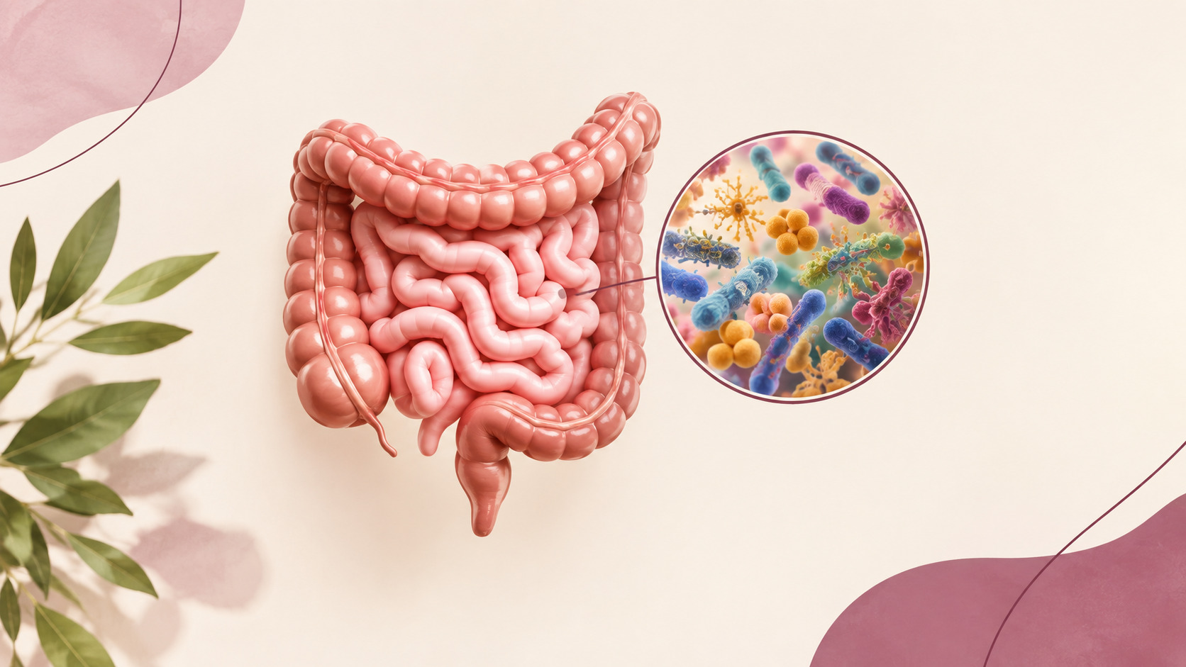 Illustration representing the gut microbiome and digestive health